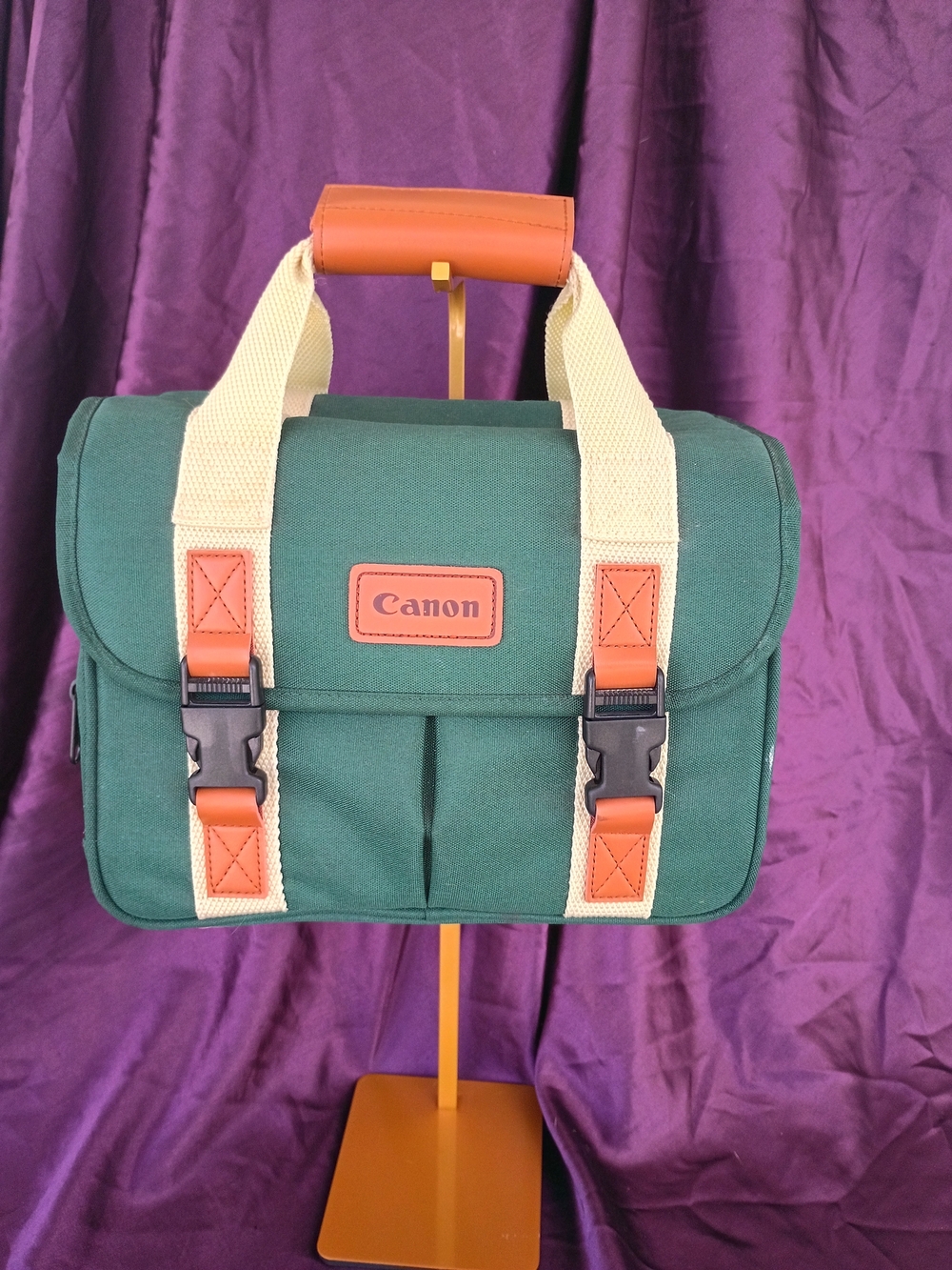 Canon Green Canvas Camera Bag with Cream Straps - Picture 2 of 10
